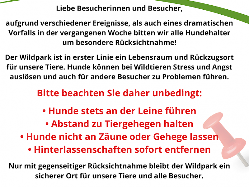 Wichtiger Hinweis - Hunde im Park